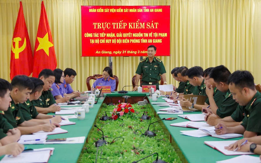 Đại tá Nguyễn Hồng Khiêm - Phó Chỉ huy trưởng Nghiệp vụ BĐBP tỉnh An Giang phát biểu
