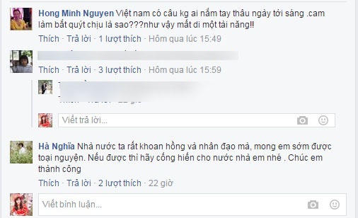 Nhà nước rất khoan hồng và nhân đạo, vì vậy một số người mong em có thể được xem xét để nhập học.
