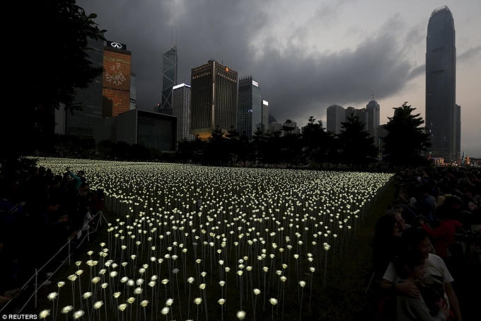 Không chỉ có các cặp tình nhân mà còn có hàng nghìn người dân đến đây chiêm ngưỡng vườn hoa tuyệt vời này. (Ảnh: Reuters)