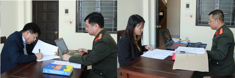 Cơ quan chức năng lấy lời khai của 2 đối tượng.