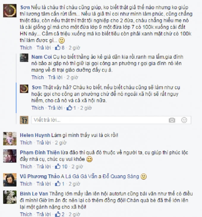 Bình luận trái chiều xung quanh câu chuyện được chia sẻ. Nguồn: www.otofun.net
