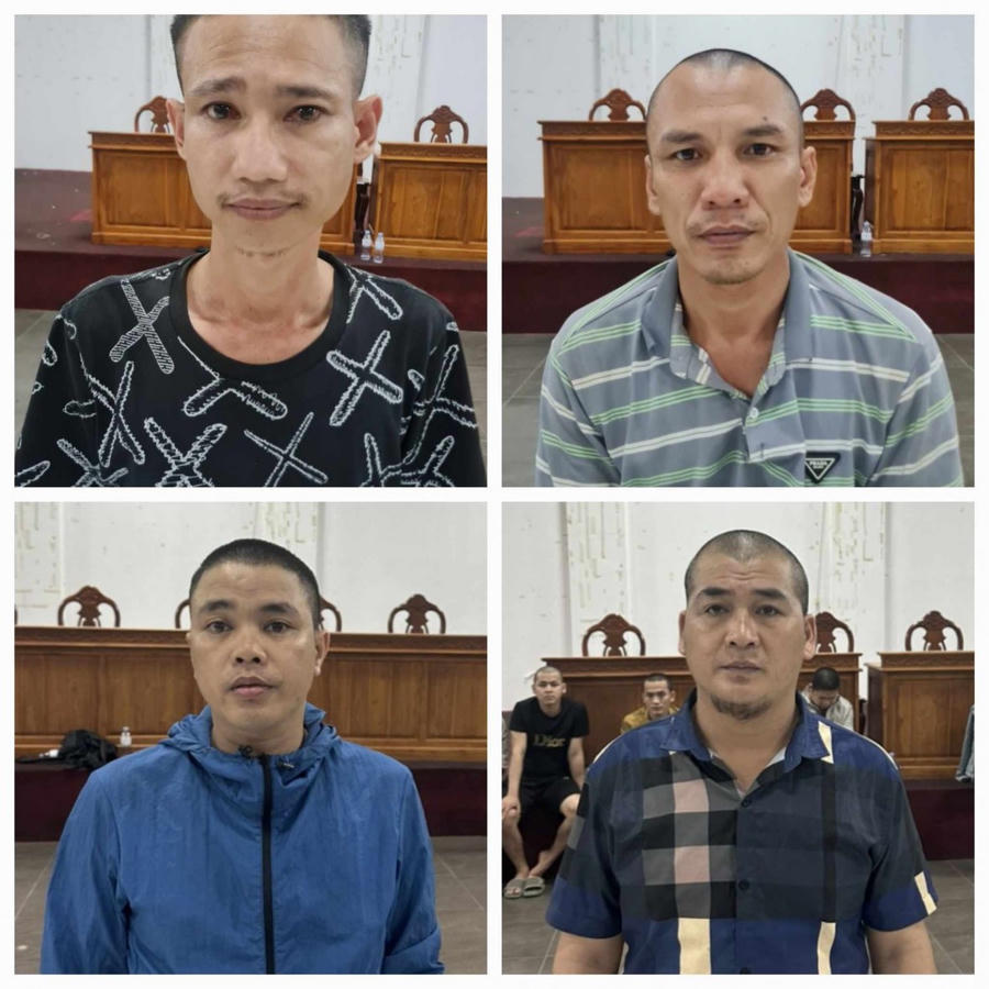 Bốn đối tượng trong đường dây bị Công an bắt giữ - Ảnh Công an tỉnh Hà Tĩnh.