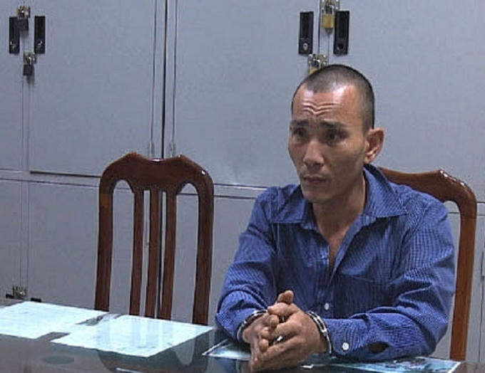 Đối tượng Lê Văn Thương tại cơ quan công an.