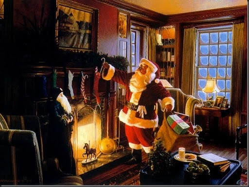 Những chiếc tất được các bé treo trước lò sưởi để được nhận quà của ông già Noel