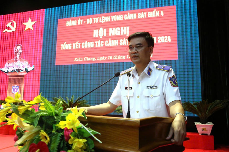 Thiếu tướng Trần Văn Lượng, Tư lệnh Vùng Cảnh sát biển 4 phát biểu tại Hội nghị