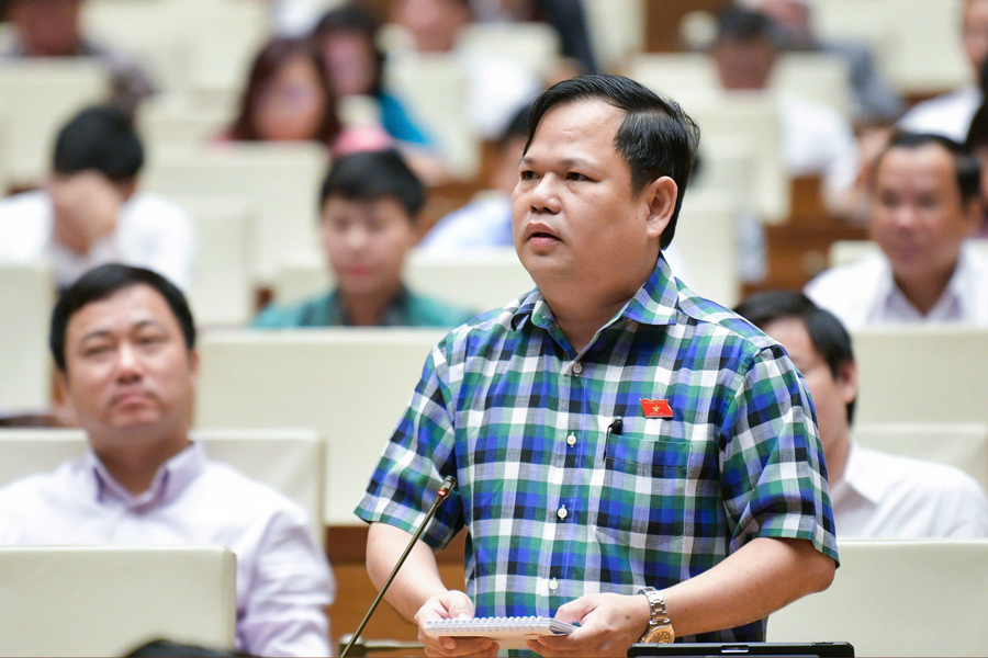 Đại biểu Nguyễn Duy Thanh - Đoàn ĐBQH tỉnh Cà Mau tham gia chất vấn. Ảnh quochoi.vn