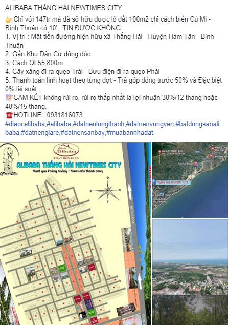 Alibaba quang cao ram ro ve cac du an ma