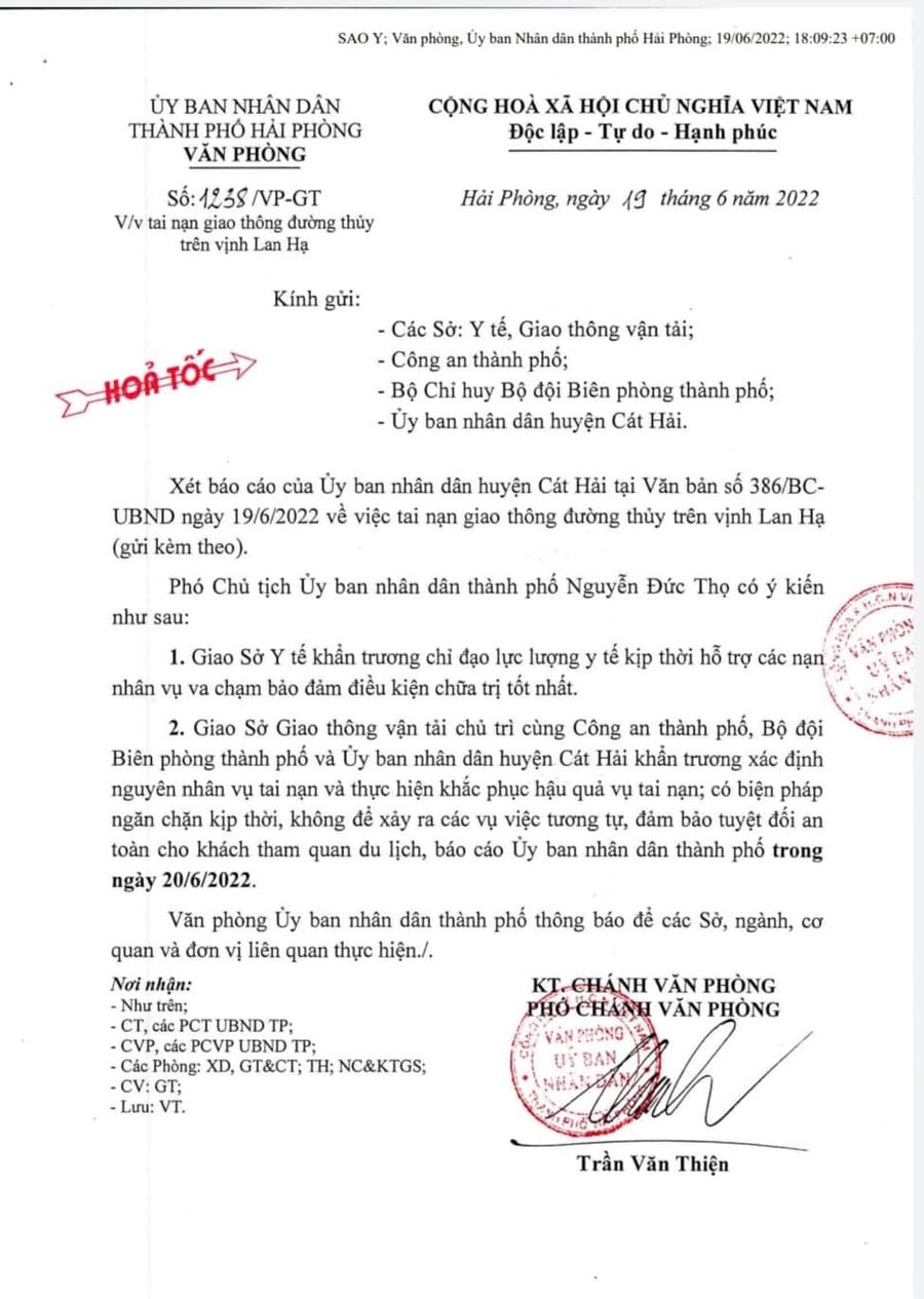 Khẩn trương làm rõ vụ chìm tàu trên vịnh Lan Hạ khiến một người chết - 1