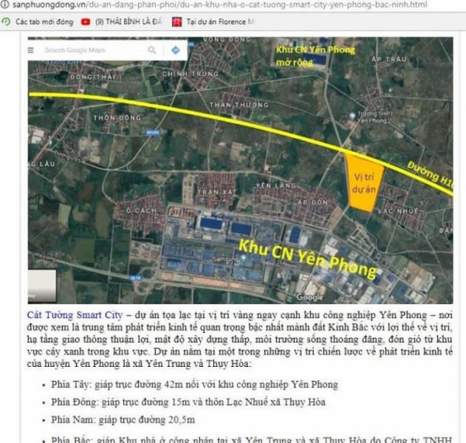 Một trang mạng rao bán dự án Cát Tường Smart Citỵ