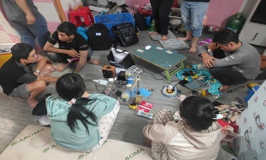 Các đối tượng sử dụng chất ma túy trái phép. Ảnh: Công an tỉnh Đồng Tháp