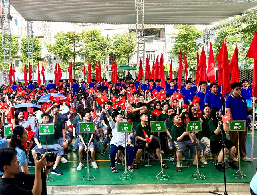 Các trường học đã sẵn sàng cho Lễ khai giảng đặc biệt (Ảnh: Trường THCS Nguyễn Bỉnh Khiêm Rubik).