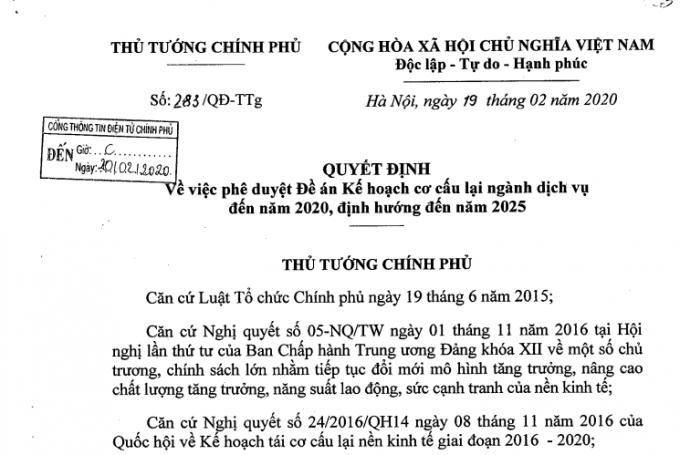 ke hoach co cau nganh dich vu