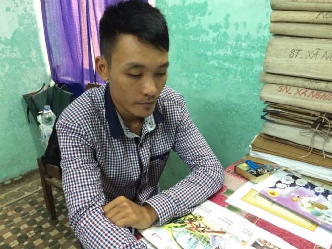 Đối tượng Long tại cơ quan công an