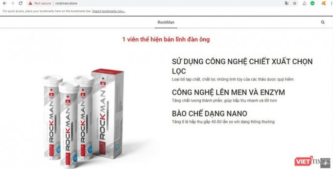 Một trang web quảng cáo sản phẩm Rockman quá công dụng vi phạm quy định.