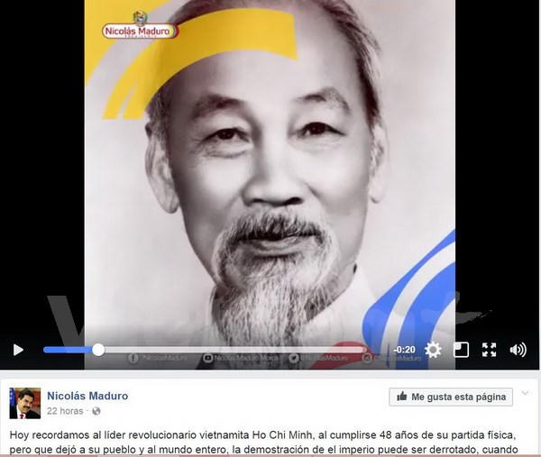 Bài viết trên trang Facebook của Tổng thống Venezuela Maduro