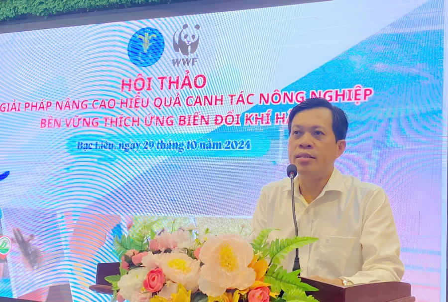 Ông Nguyễn Trung Hiếu - Phó Giám đốc Sở NN&PTNT tỉnh Bạc Liêu phát biểu tại Hội thảo.