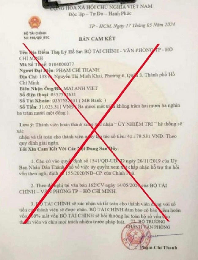 Bộ Tài chính khuyến cáo việc bị làm giả con dấu, chữ ký.