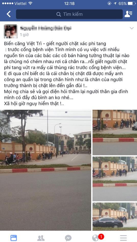 Những thông tin và hình ảnh phát tán trên mạng xã hội gây hoang mang dư luận (Ảnh face book).