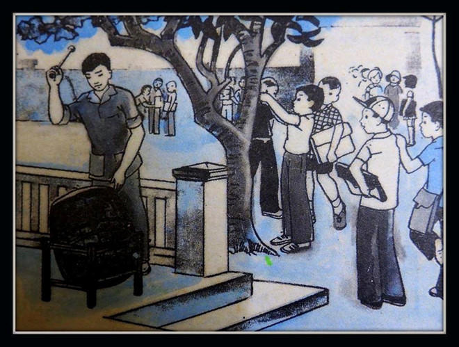 Tranh minh họa bài thơ "Cái trống trường em" của tác giả Thanh Hào.