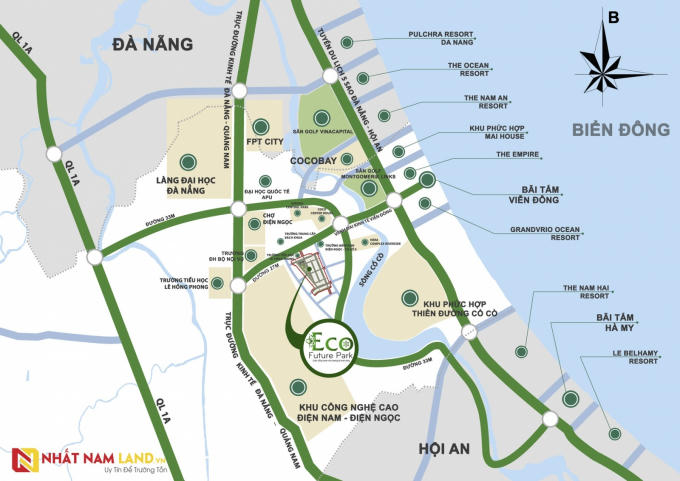 Sơ đồ dự án Eco Future Park tại phường Điện Ngọc, Thị xã Điện Bàn, tỉnh Quảng Nam.