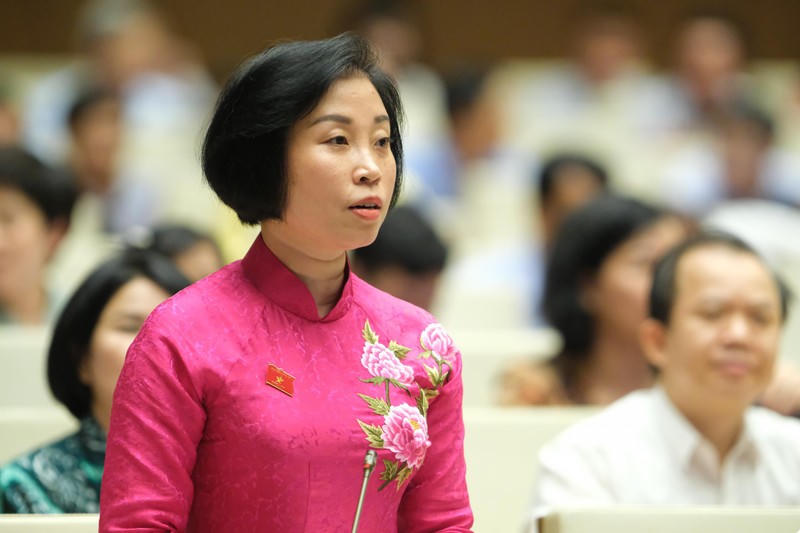 Đại biểu Đoàn Thị Thanh Mai đặt câu hỏi chất vấn.