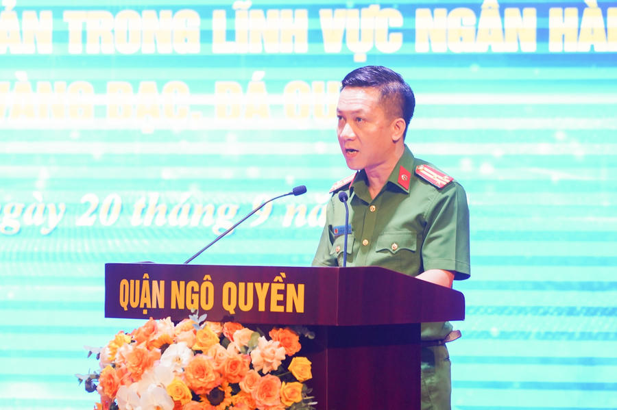Thượng tá Vũ Văn Cường, Trưởng công an quận Ngô Quyền chia sẻ về các thủ đoạn của tội phạm ngân hàng.