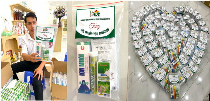 Những “túi thuốc an sinh” đong đầy yêu thương dành tặng các y, bác sĩ ở tuyến đầu chặn COVID-19 tại Bình Dương.