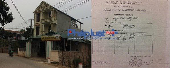 Ngôi nhà 2 tậng của gia đình ông Chu Xuân Thanh được cho là lấn chiếm đất của ông Ngô Văn Nghĩa.
