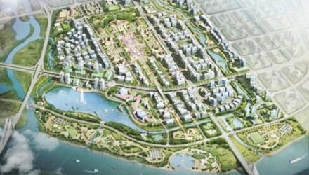Phối cảnh khu Trung tâm hành chính - chính trị thành phố Hải Phòng mới tại bờ Bắc sông Cấm.