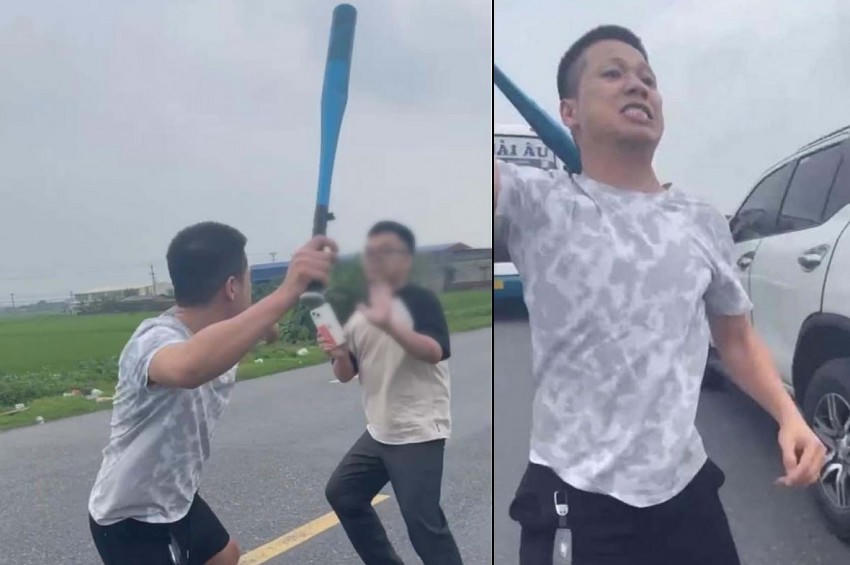 Vũ Nam Thái dùng gậy bóng chày đánh người khác.