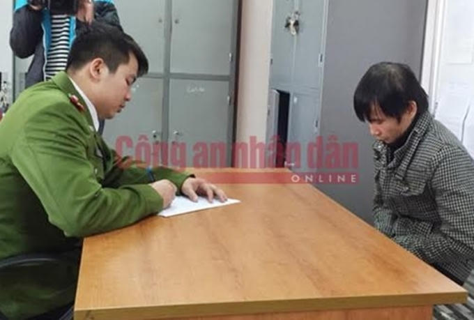 Lái xe Nguyễn Quang Vinh tại cơ quan điều tra.