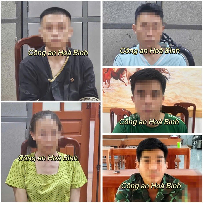 5 đối tượng trong 3 vụ án. Ảnh: Công an Hòa Bình
