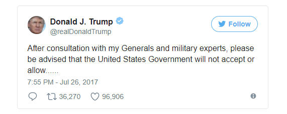 Dòng tweet lấp lửng của Tổng thống Mỹ Donald Trump về một kế hoạch quân sự. (Ảnh: Twitter)