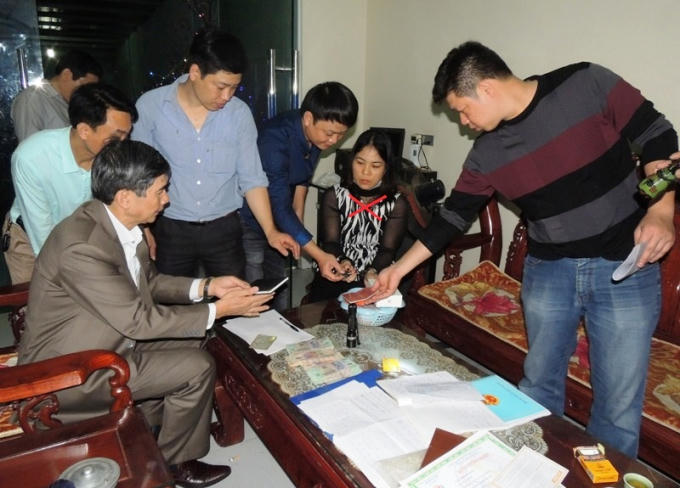 Đối tượng Nguyễn Thị Kim Oanh (dấu X). (Ảnh Công an Hà Nam).