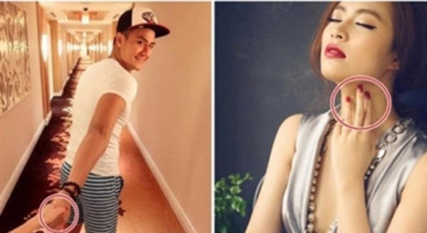 Móng tay màu đỏ của Hoàng Thùy Linh đã "tố cáo" bức ảnh bí ẩn đó chính là cô. Ảnh: internet.