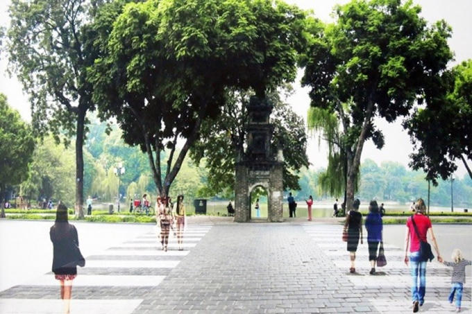 Đề xuất của UBND quận Hoàn Kiếm về lát đá lại toàn bộ Hồ Gươm.