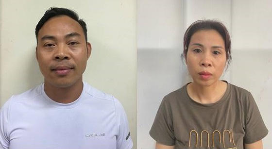 Ngô Văn Thành và Nguyễn Thị Sen tại cơ quan Công an