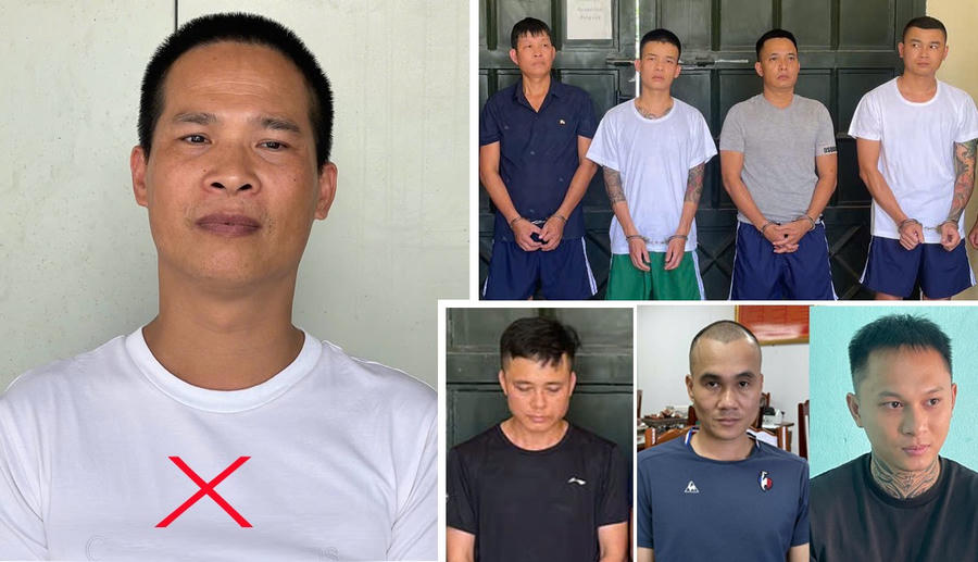 Đối tượng Bùi Quốc Ý (X) và các đàn em thân tín. (Ảnh: Công an tỉnh Thanh Hóa)