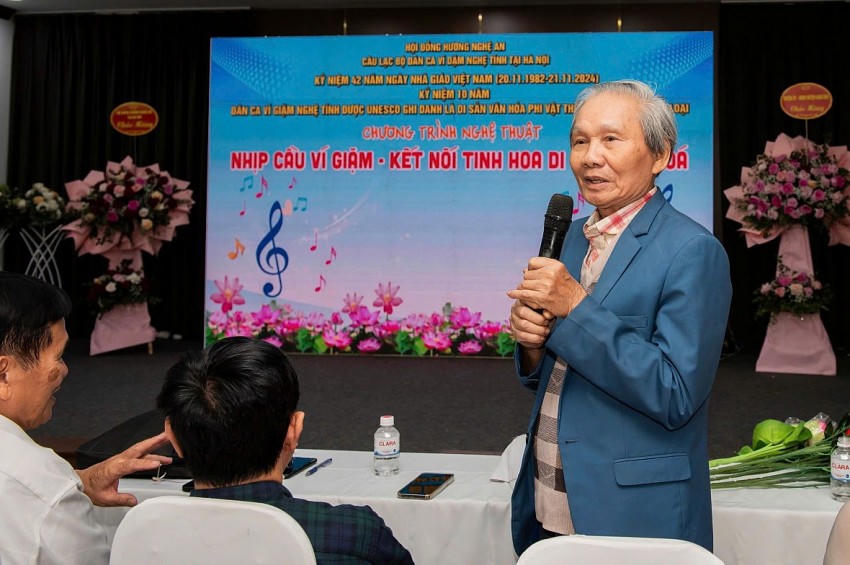 Ông Nguyễn Sinh Tuấn – Nguyên Tổng Giám đốc, Tổng thư ký Hiệp hôi Dệt Việt Nam, đại diện cho dòng họ Nguyễn Sinh tại Hà Nội phát biểu tại buổi lễ.