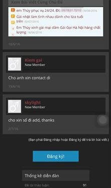 Trang web đưa số điện thoại chị Th. là gái gọi.
