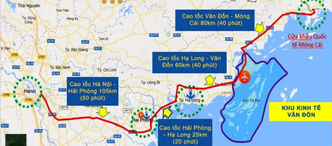 Chuỗi cao tốc Hà Nội - Móng Cái. Đồ họa: BQN