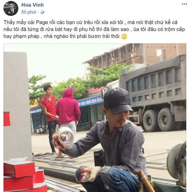Hoa Vinh lên tiếng trên trang cá nhân.