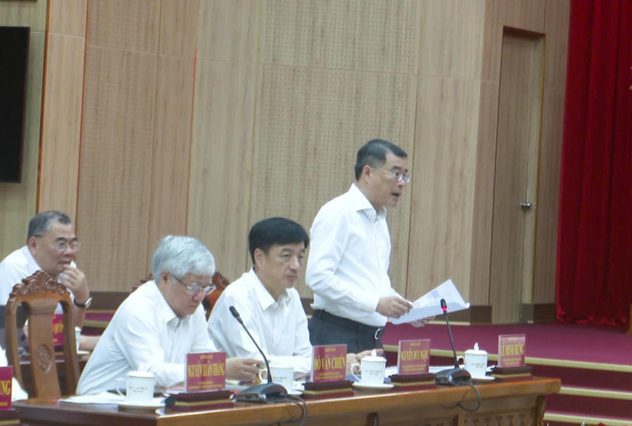 Trưởng ban Tổ chức Trung ương Lê Minh Hưng phát biểu tại buổi làm việc