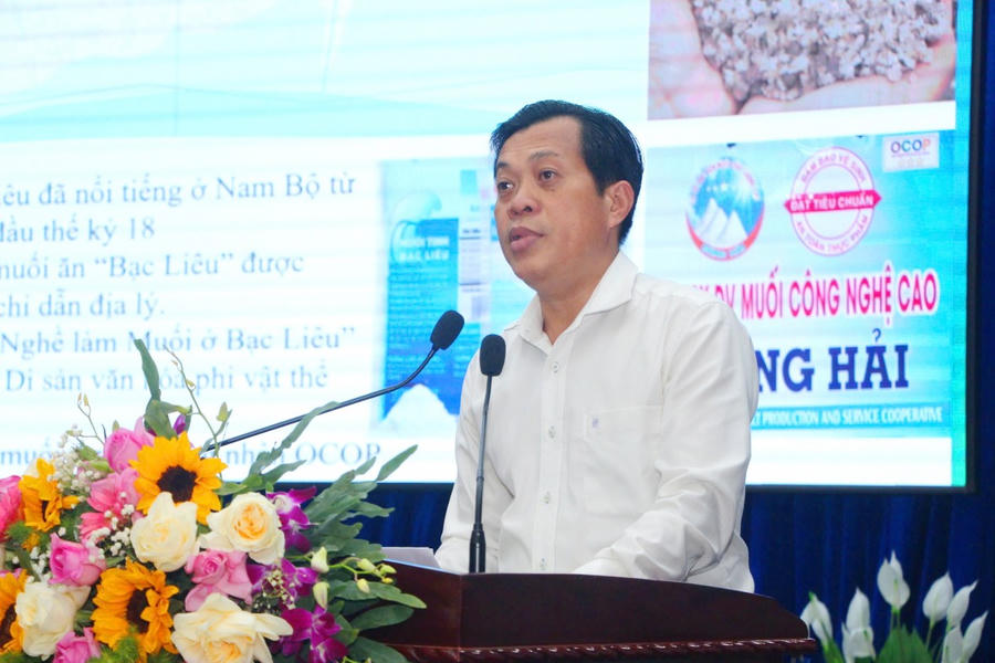 Ông Nguyễn Trung Hiếu - Phó Giám Sở Nông nghiệp và Môi trường tỉnh Bạc Liêu, phát biểu tại Hội thảo.