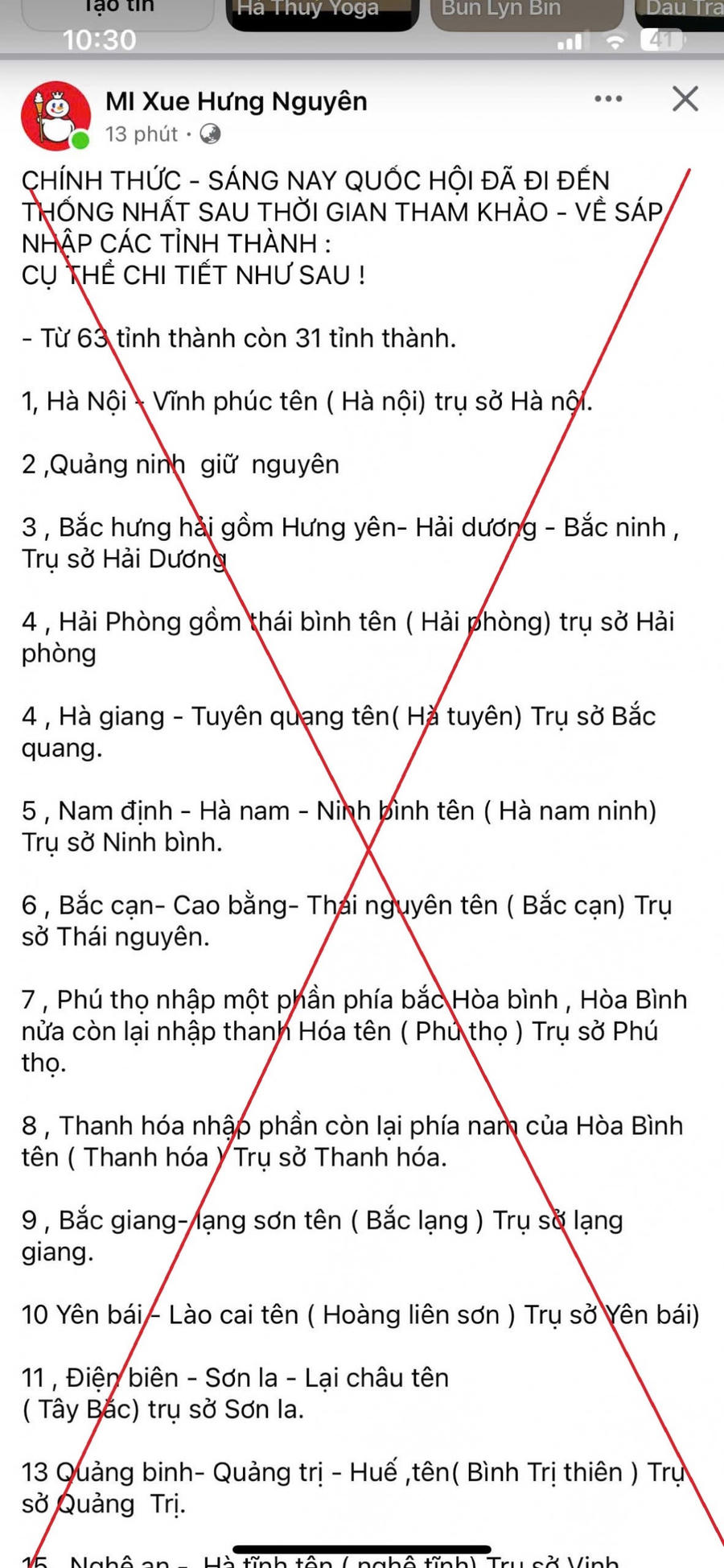 Tài khoản facebook của ông K đăng thông tin cải chính - Ảnh chụp màn hình facebook.