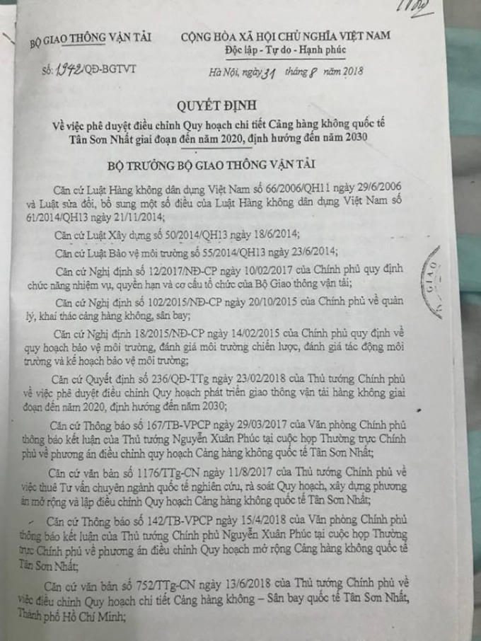 Nội dung của Quyết định 1942 "lệch" so với đề xuẩt của ADPi.