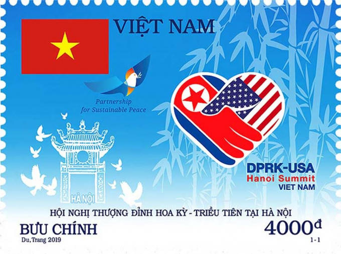 Bộ tem đặc biệt chào mừng Hội nghị thượng đỉnh Hoa Kỳ - Triều Tiên tại Hà Nội.