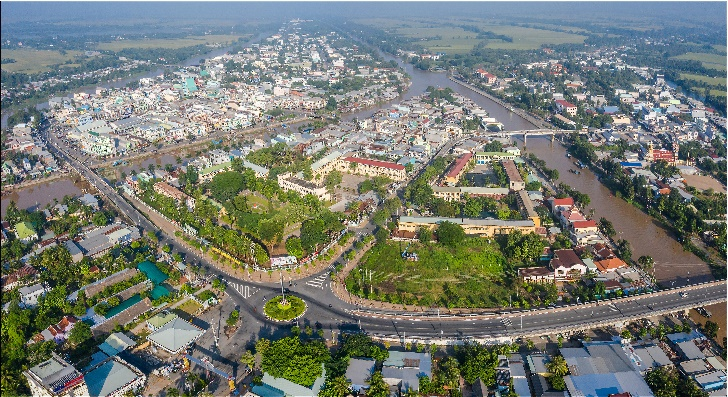 Huyện Tháp Mười đạt chuẩn nông thôn mới nâng cao năm 2024. Ảnh: VGP
