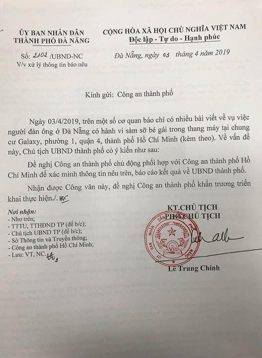 Công an do PCT UBND TP. Đà Nẵng ký.