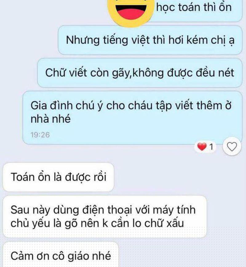 Đoạn hội thoại của cô giáo và phụ huynh.